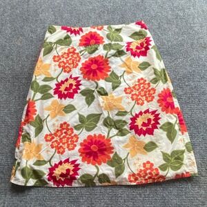 Casual Corner Annex Skirt Women‎ 10 White Floral  Preppy Business Office Spring